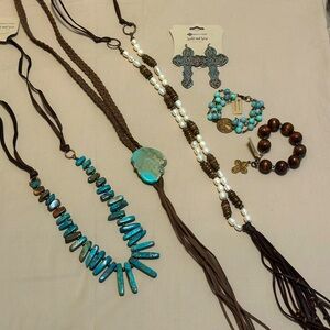 Bundle Jewelry Turquoise Boho Necklace Bracelet Earrings Western NWT Boutique